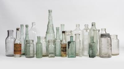 BOTTLES: A collection of clear glass bottles