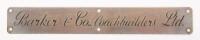 BARKER: An&nbsp;original metal Barker & Co. Coachbuilders Ltd door plate, 20cm long