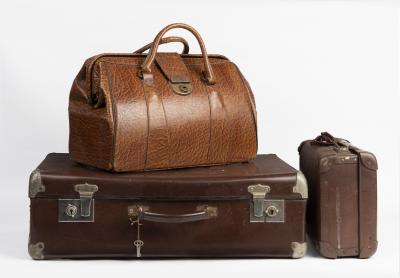 SUITCASES: Three suitcases. Doctor's bag