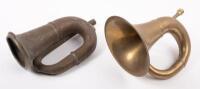 HORNS: Two early brass horns, both approx 23cm long