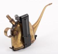 LUCAS: A early Lucas (No. 40) brass oiler, with threaded end cap, 11cm high, 21cm wide - 2