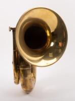 HORN: A brass curved horn, approx 28cm high, no rubber bulb - 2