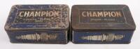 CHAMPION: Two matching early Champion Spark Plug tin containers, 7cm high, 18cm long
