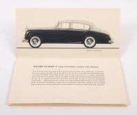 ROLLS-ROYCE / BENTLEY: A circa mid 1950s Rolls-Royce & Bentley brochure, presented in small wide format, contains colour illustrations, specifications, dimensions and engine detail, 30 pages - 2