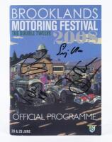 BROOKLANDS 2008: A official programme for the 2008 Brooklands Motoring Festival autographed by Stirling Moss, Lewis Hamilton, Tiff Needell & Vicki Butler Henderson to front cover