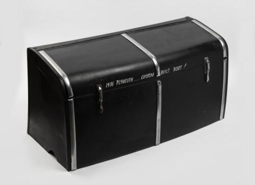 VEHICLE LUGGAGE TRUNK: A metal vehicle luggage trunk by Potter M F G Manufacturers