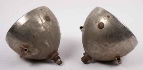 ROTAX: A pair of early Rotax nickel plated brass headlamps, lens 16cm in diameter