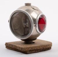 LUCAS: A pair of fine and rare nickel plated Joseph Lucas Limited Birmingham 'King of the Road' Type B210 tail lamps, 7.5cm high, 8cm wide, largest lens 5.5cm diameter - 5