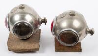 LUCAS: A pair of fine and rare nickel plated Joseph Lucas Limited Birmingham 'King of the Road' Type B210 tail lamps, 7.5cm high, 8cm wide, largest lens 5.5cm diameter - 8
