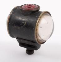 LAMP: An early small three lens 'helmet' lamp with mounting bracket and bolt, 10cm high, 10cm wide - 2