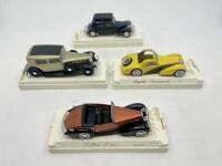 BUGATTI: A group of 4 1:43 scale models by Solido including a&nbsp;Bugatti Atalante Decouvrable, a Citroen Traction Avant, a&nbsp;Renault Reinastella&nbsp;and a Talbot T23, all in original display cases.&nbsp;[Location: Sydney] - 2