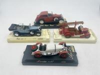 ROLLS-ROYCE: A group of 4 1:43 scale models by Solido including a Rolls Royce Phantom III Coupe, a Citroen C4F Fire Engine, a Mercedes-Benz SSK and a Fiat 525, all in original display cases. [Location: Sydney]