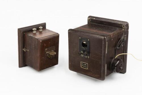 TELEPHONE BOXES: Two telephone boxes. Exchange and generator boxes