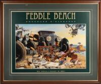 PEBBLE BEACH: A framed and glazed poster for the 2001 Pebble Beach Concours d'Elegance featuring a painting by James Dietz, 82cm high, c98.5m wide