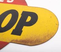 DUNLOP: A excellent original double sided Dunlop Tyres & Batteries screenprinted sign with bracket. Sign measures 61cm wide, 38cm high approx - 5