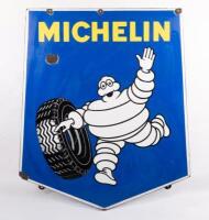 MICHELIN: A large and excellent c1960s original shield form square edged Michelin enamel sign, 112.5cm high&nbsp;93cm wide
