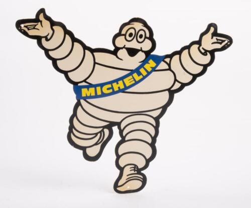 12 · MICHELIN: A Michelin, hard plastic, Bibendum hanging shop display piece, with Bibendum in outward arms pose, 28cm high, 32.5cm wide