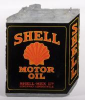 SHELL: A rare original English Shell 'Shell Mex Ltd' double sided enamel sign in form of oil can, 50.5cm high, 40cm wide