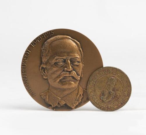 PEUGEOT: Two Commemorative Peugeot items. Bronze and Brass Medallions