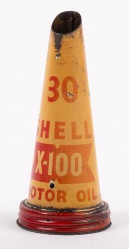 SHELL: A Shell X-100 Motor Oil SAE 30 tin oil bottle top