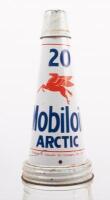 MOBIL: An original one Imperial Quart glass oil bottle with Mobil '20 Arctic' grade tin top pourer with dust cap - 2