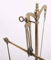 SCALES: A set of Victorian brass scales, mounted on timber base with weights drawer, incomplete - 3
