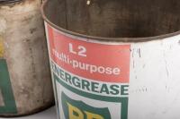 BP: Two BP Energrease 5 LB. Net automotive grease, with scratches one missing lid - 2