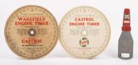 CASTROL: Two Castrol&nbsp;Engine Timer instruction cards and a Castrol&nbsp;XL bottle opener
