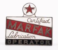 CALTEX PIN: A Caltex 'Certified Marfax Lubrication Operator' pin made by Amon Sydney