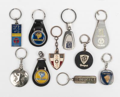 PEUGEOT: Collection of ten Peugeot keyrings of various ages