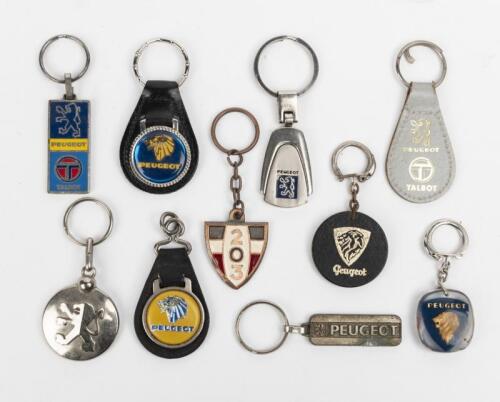 PEUGEOT: Collection of ten Peugeot keyrings of various ages
