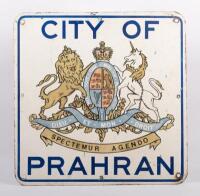 CITY OF PRAHRAN: A tin&nbsp;Prahran&nbsp;coat of arms sign