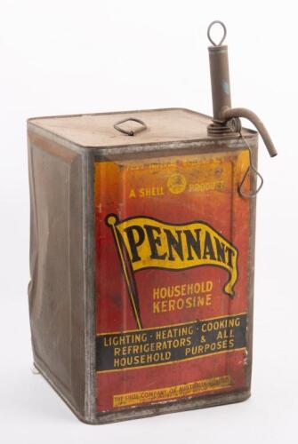 140 · SHELL KEROSINE CAN: A Shell Pennant household kerosine four imperial gallons can, measures 35cm high by 24cm wide