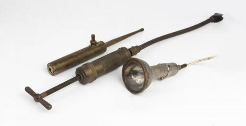 AUTOMOBILE ACCESSORIES: A Group of Antique Car Accessories. EROT High Pressure Oil Can, BOSCH inspection lamp