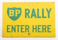 BP: A Masonite BP Rally 'Enter Here' sign, 19cm high, 28cm wide, likely c1970s