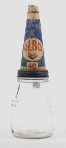 155 · ALBA: A rare original ALBA '40' weight tin top pourer on glass pint bottle