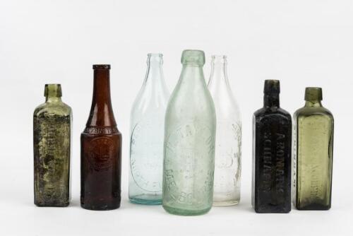 BOTTLES: A collection of assorted bottles. Schnapps, Tomato sauce bottles