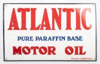 MOTOR OIL SIGN: A reproduction 'Atlantic Pure Paraffin Base Motor Oil' enamel sign