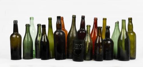 BOTTLES: A collection of eighteen beer bottles of various periods
