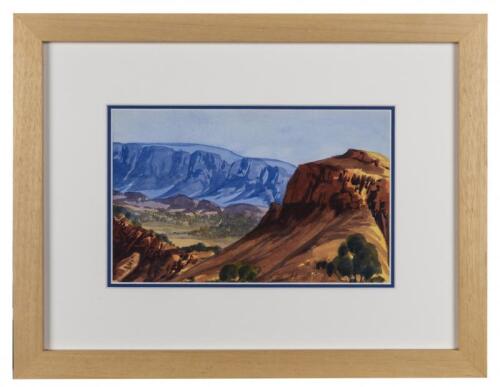 NAMATJIRA: A Hermannsburg watercolour on paper of a central Australian landscape by Ewald Namatjira