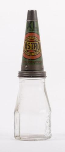 182 · CASTROL: An original glass one imperial pint Castrol Wakefield bottle with early riveted Castrol Wakefield 'XL Medium Heavy' tin top with dust cap