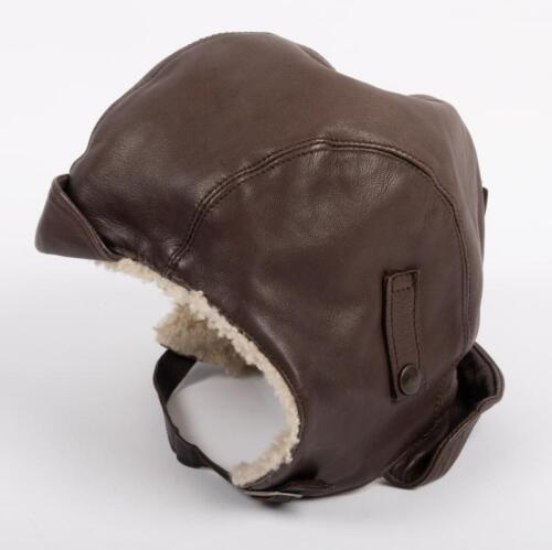 215 · LEATHER FLYING CAP: A modern Leather flying cap with wool lining