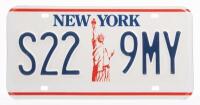 NUMBER PLATES: A pair of New York state late 1980s to early 2000s&nbsp;number plates with illusrated Statue of Liberty at centre,&nbsp;&nbsp;'S22-9MY - 2