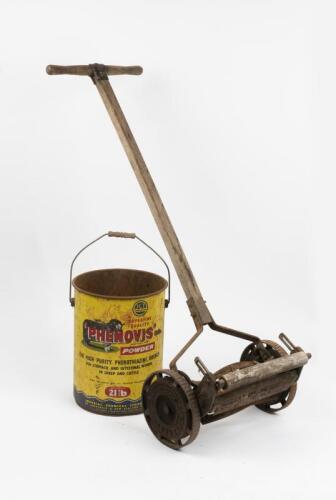 LAWN MOWER: An early hand lawn mower in timber and metal by QUALCAST
