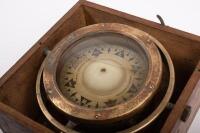 COMPASS: An c1940s&nbsp;Henry Browne & Sons - Barking & London nautical ships compass mounted&nbsp;within timber case - 2