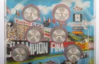 PIN BALL MACHINE: A c1970s vintage Hong Kong made Grand Prix themed plastic table top pin ball machine, 50cm high, 27cm wide - 4