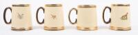 GIBSONS CERAMIC: A set of four English Gibson&nbsp;ceramic tankards, each with printed scenes&nbsp;including Fox Hunt, Ship at sea, Equestrian, and Devon map - 4