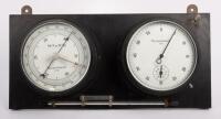 TECQUIPMENT: An interesting dual gauge&nbsp;Tecquipment&nbsp;wall mounted unit, including a pressure gauge, clock, and immersion rod mounted to lower, 24cm high, 46cm wide overall