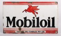 MOBILOIL: An original 10 bottle enamel Mobiloil 'Vacuum Oil Company' rack sign 46.5cm wide, 27cm high