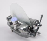 SCHNIEDER TROPHY SEAPLANE: A c1990s reproduction after the 1920s-1930s&nbsp;Frankart & Sarsaparilla designs of the Schnieder Trophy Seaplane lamp by the&nbsp;Sarsaparilla Art Deco Company USA, measures approximately 26cm high, 35cm wide - 2